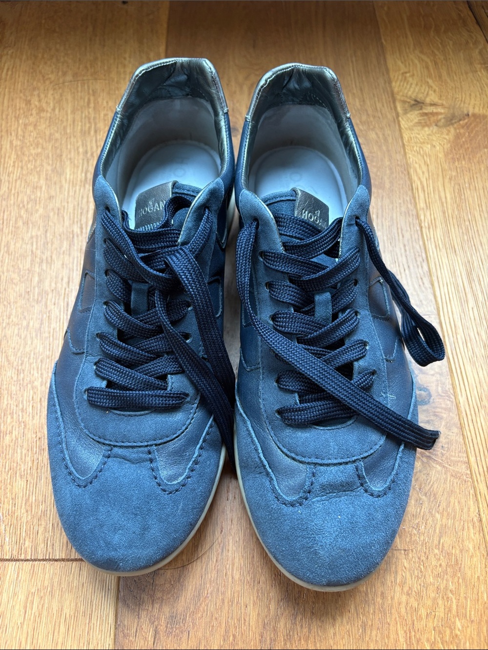 Hogan Blue Suede Lace-Up Sneakers